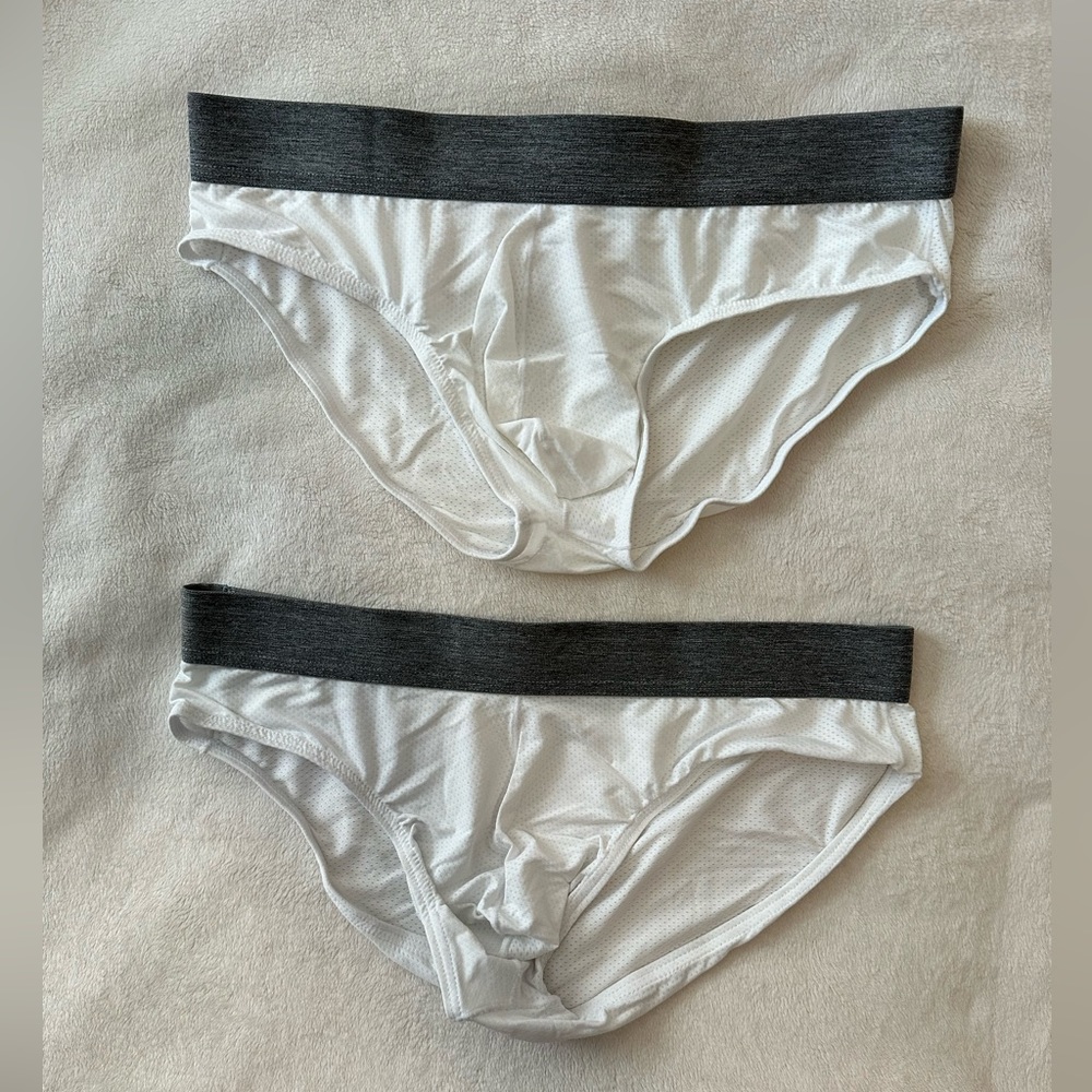 Men’s White Mesh Briefs Underwear - 2 Pair